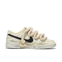 Custom Dunk Extra Thick Lace Black Swoosh Font Beige