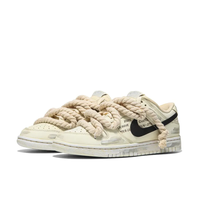 Custom Dunk Extra Thick Lace Black Swoosh Font Beige