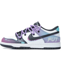 Custom Dunk Extra Lace Black Swoosh Blue Purple FUT Font