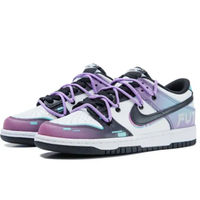 Custom Dunk Extra Lace Black Swoosh Blue Purple FUT Font