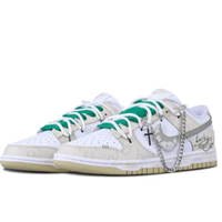 Custom Dunk Extra Lace Metal Chain Gray Swoosh White