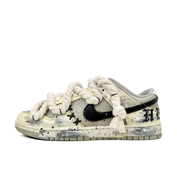 Custom Dunk Extra Thick Lace Black Swoosh Gothic Beige