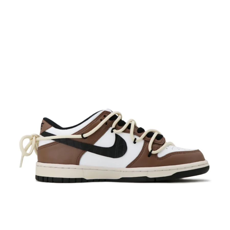 Custom Dunk Extra Lace Black Swoosh Brown Beige