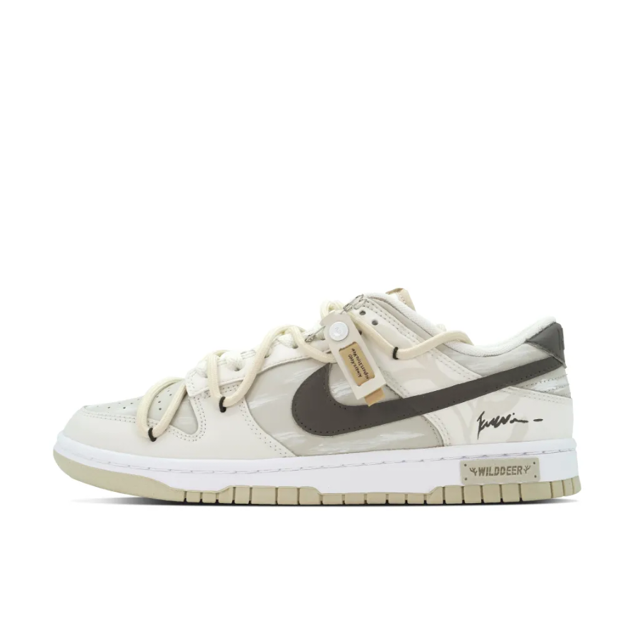 Custom Dunk Extra Lace Black Swoosh Beige