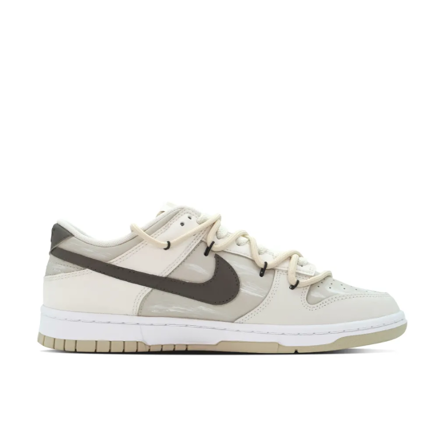 Custom Dunk Extra Lace Black Swoosh Beige