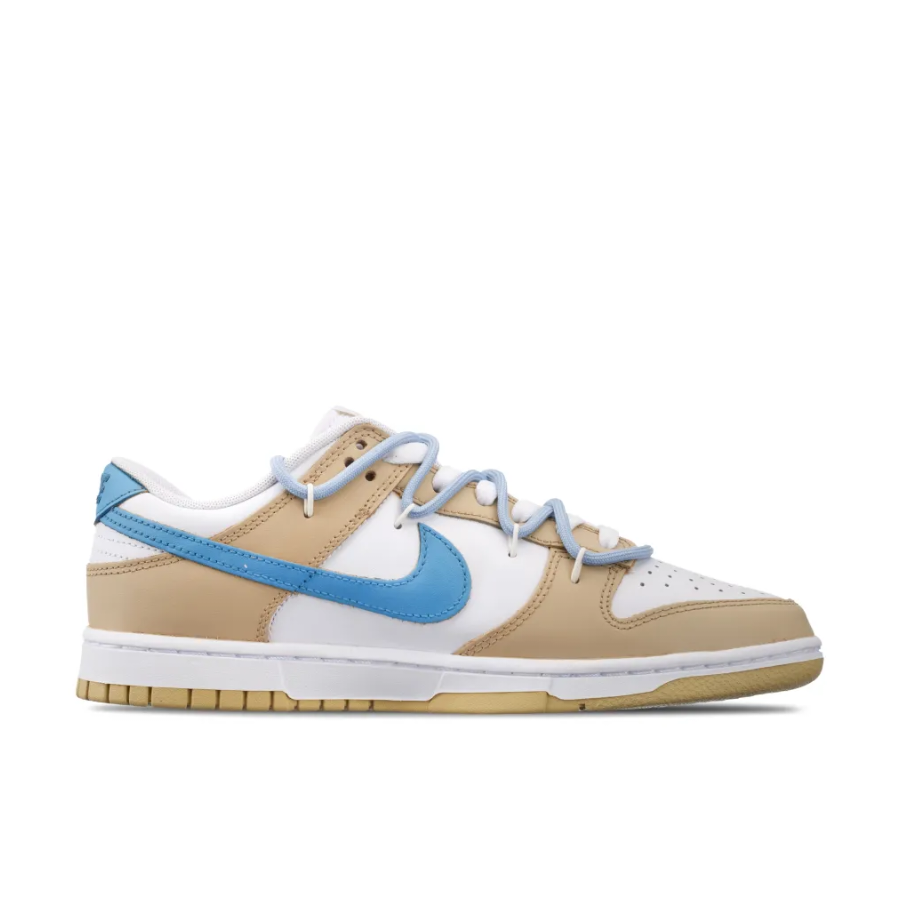 Custom Dunk Extra Lace Dark Blue Swoosh Shark Khaki Coconut