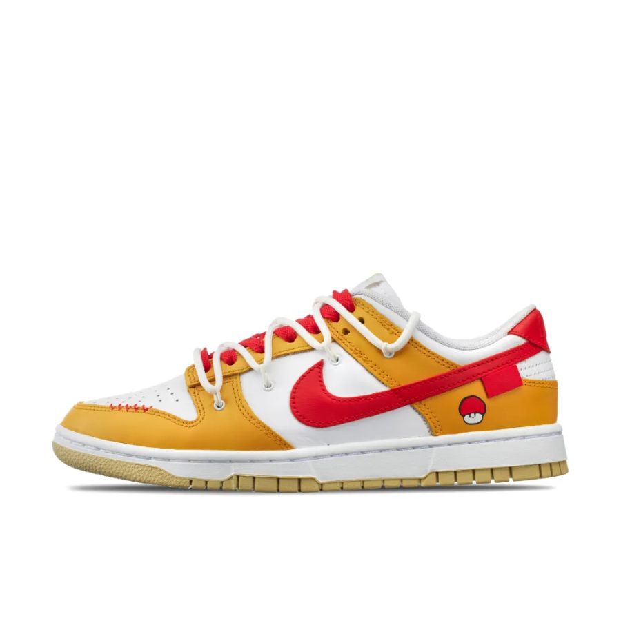 Custom Dunk Extra Lace Red Swoosh Yellow