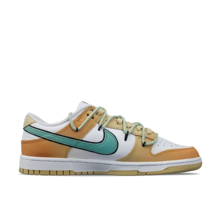 Custom Dunk Extra Lace Pea Green Swoosh Yellow