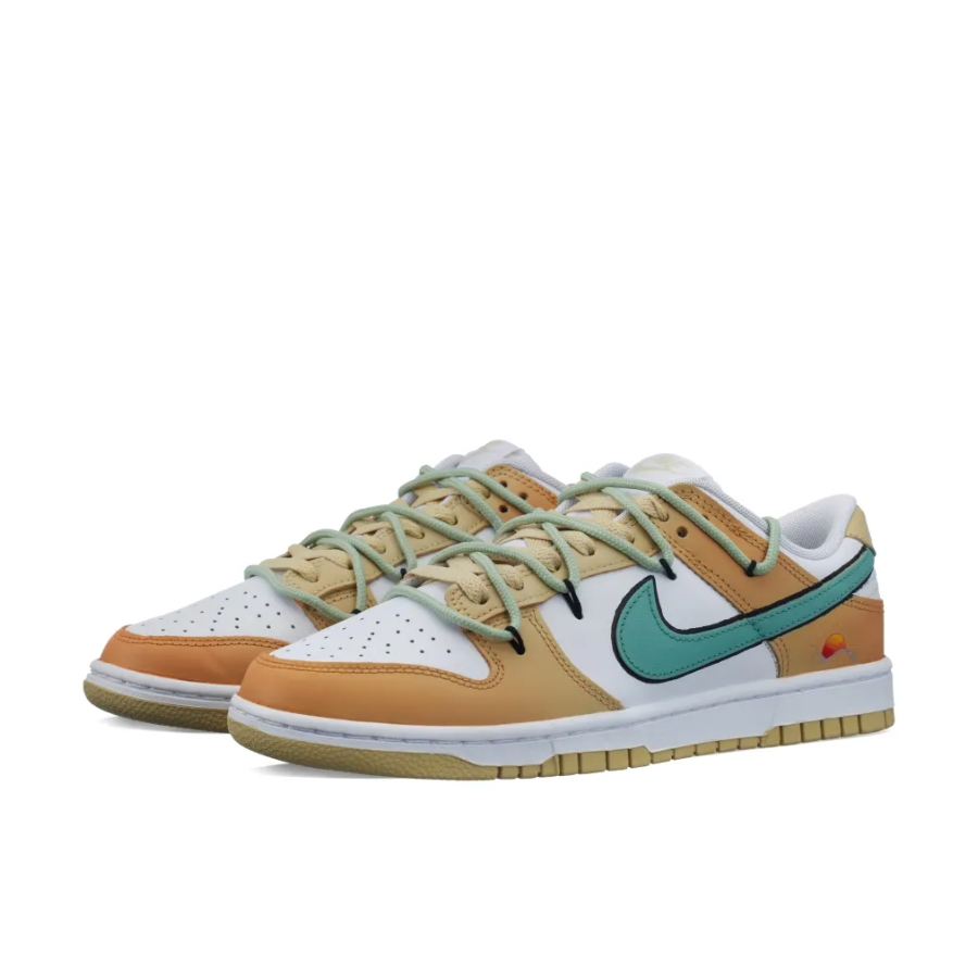 Custom Dunk Extra Lace Pea Green Swoosh Yellow