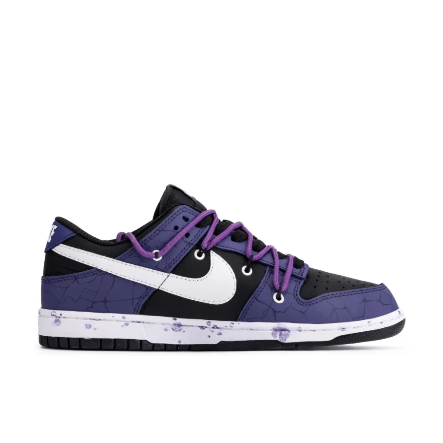 Custom Dunk Extra Lace Purple White Laying Metal Swoosh