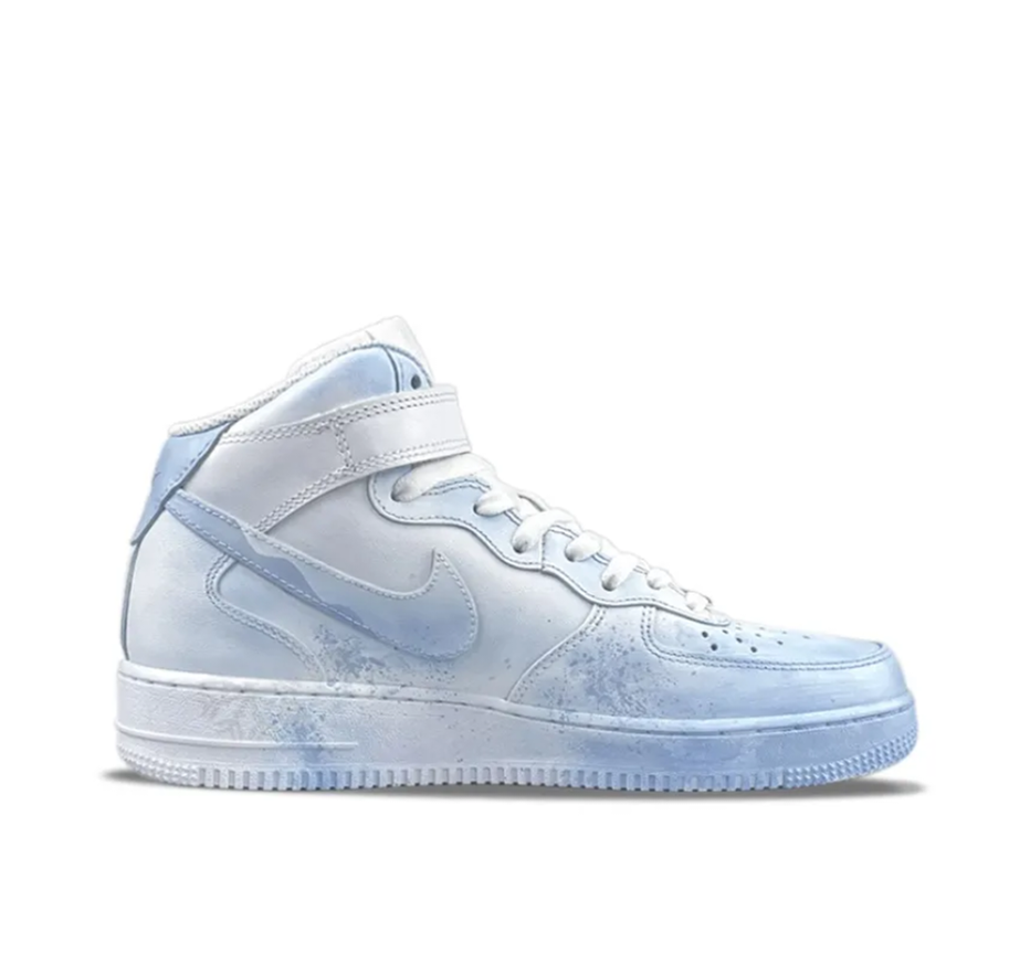 Custom Air Force 1 Mid Blue Snowflake