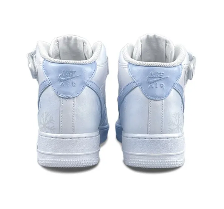 Custom Air Force 1 Mid Blue Snowflake