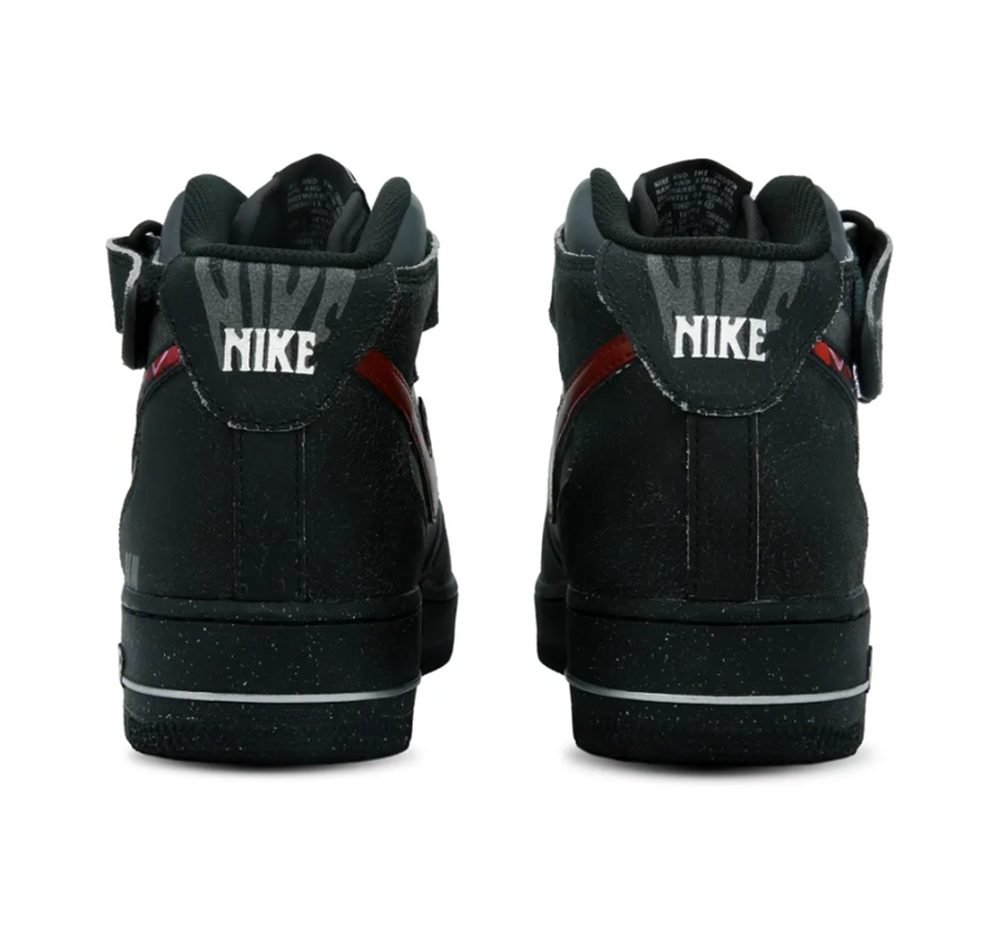 Custom Air Force 1 Mid Black Red Splicing