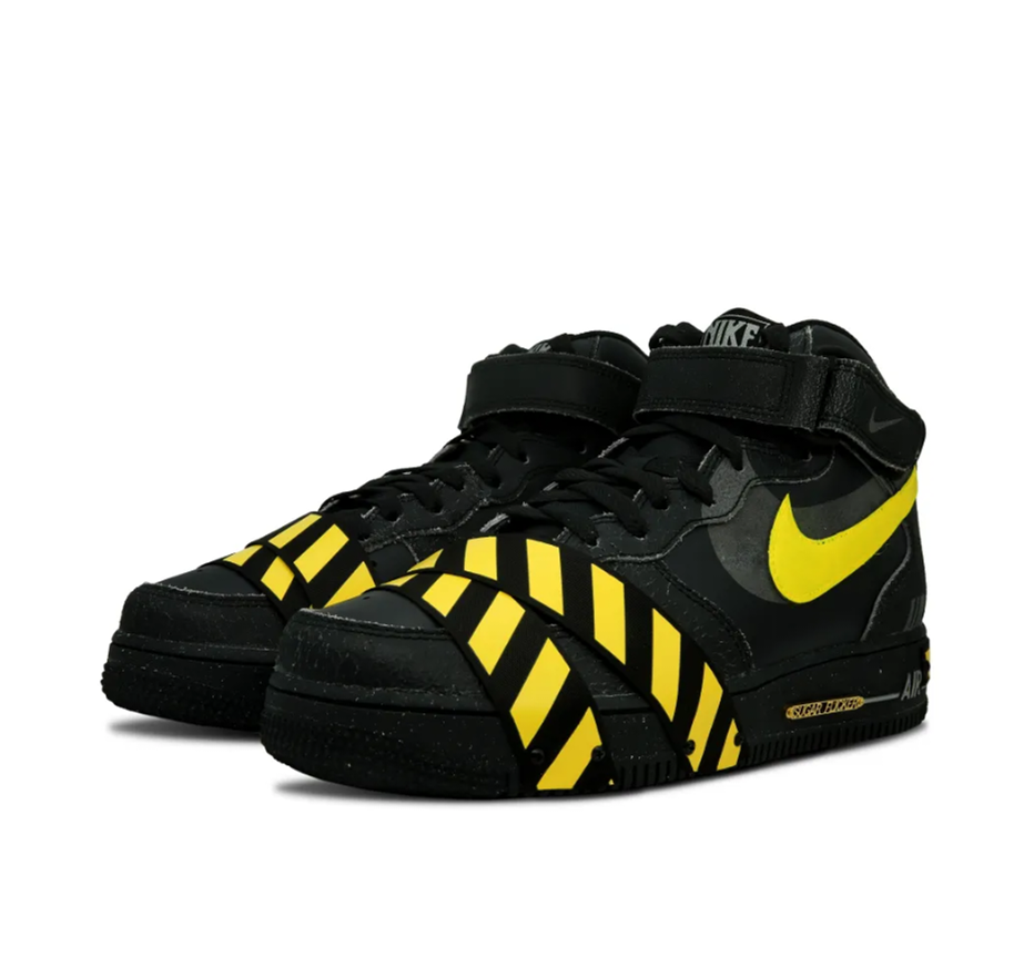 Custom Air Force 1 Mid Yellow Stripe Black