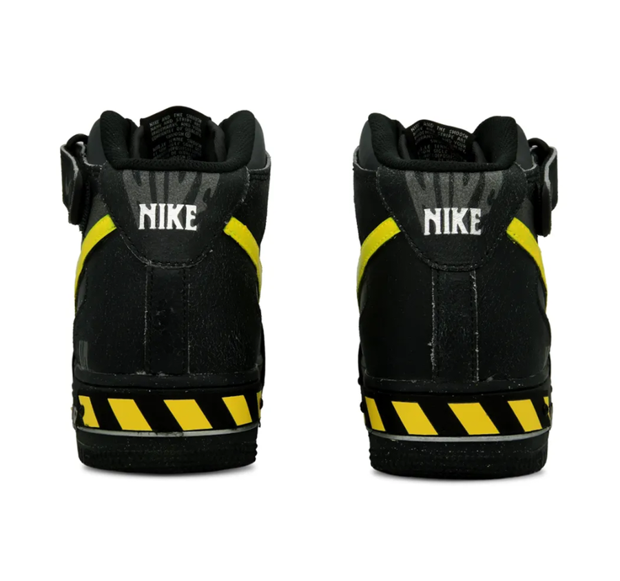 Custom Air Force 1 Mid Yellow Stripe Black