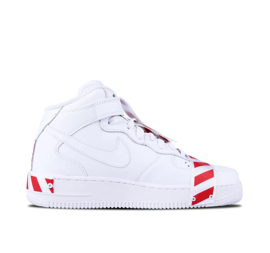 Custom Air Force 1 Mid Red Stripe White