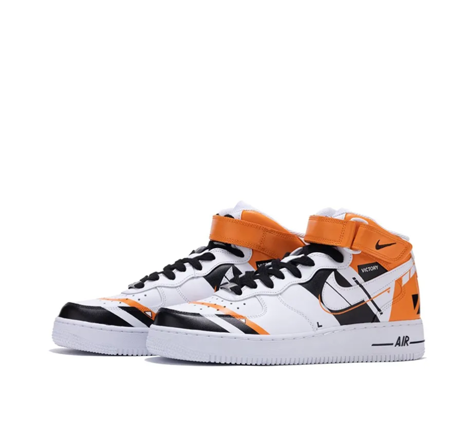 Custom Air Force 1 Mid Orange Black White