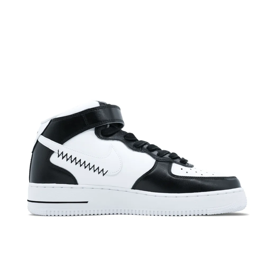 Custom Air Force 1 Mid Black White Jagged Font