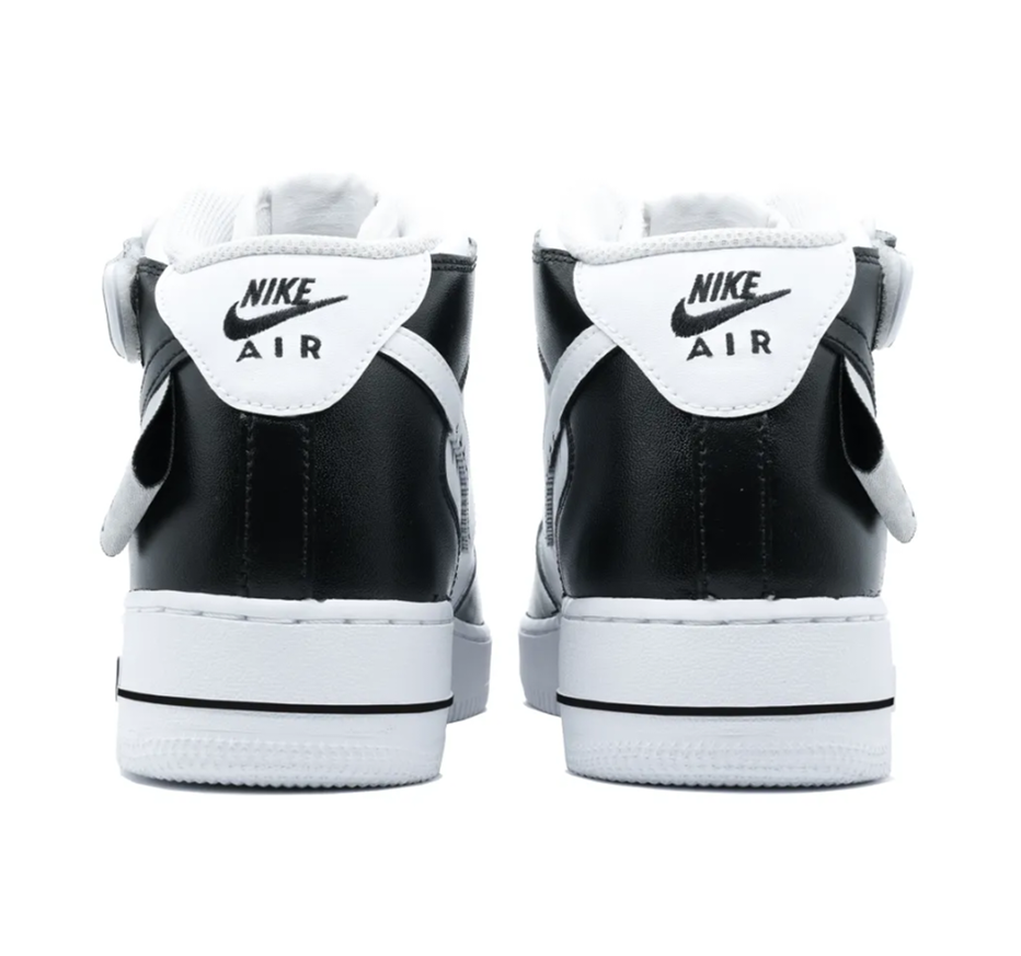 Custom Air Force 1 Mid Black White Jagged Font