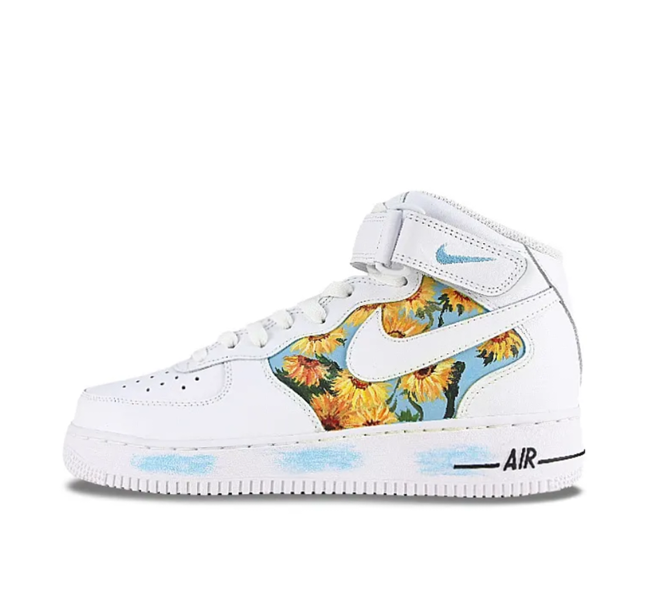 Custom Air Force 1 Mid Sunflower Blue White