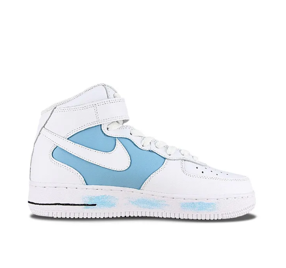 Custom Air Force 1 Mid Sunflower Blue White