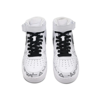 Custom Air Force 1 Mid Black White Grid Swoosh Simple Figure