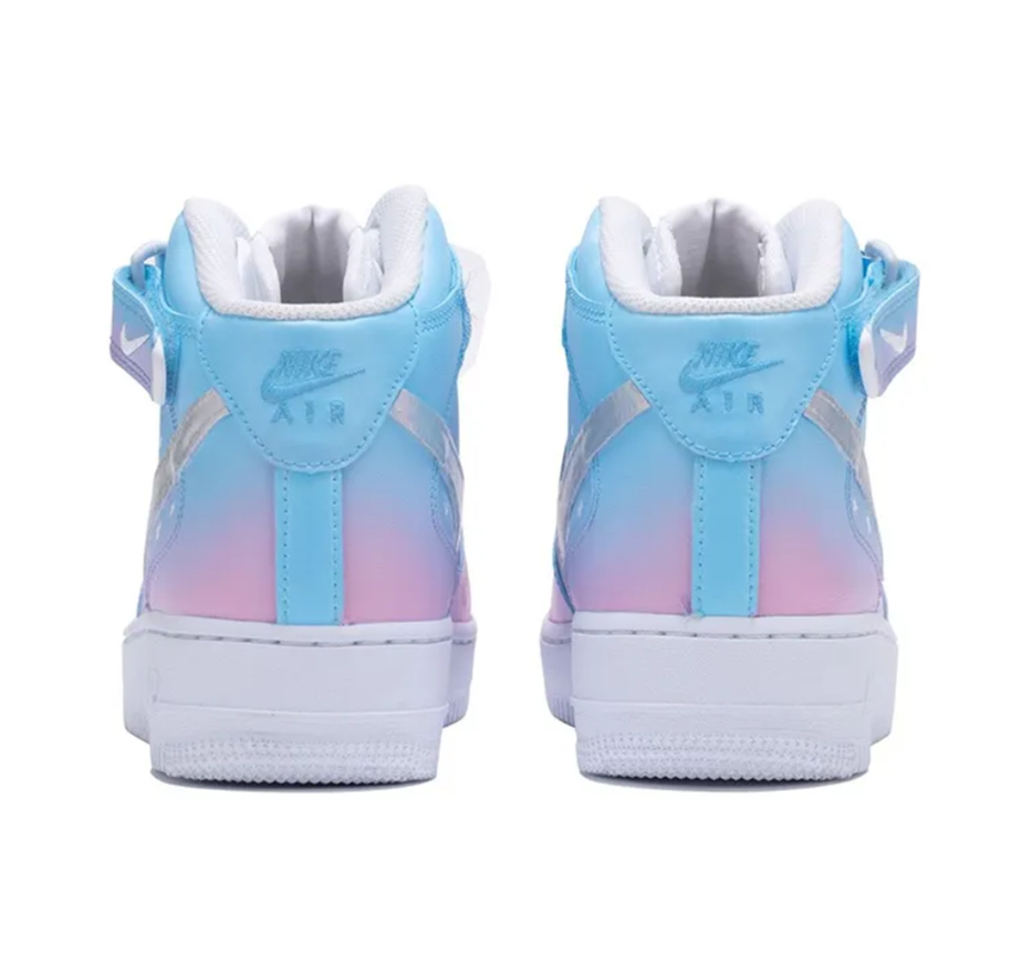 Custom Air Force 1 Mid Pink Blue Gradient Star