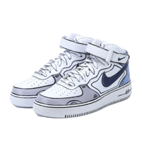 Custom Air Force 1 Mid Blue Gray White Line