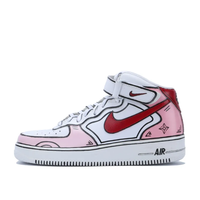 Custom Air Force 1 Mid Pink Red White Line