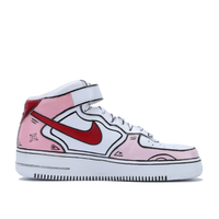 Custom Air Force 1 Mid Pink Red White Line