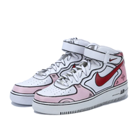 Custom Air Force 1 Mid Pink Red White Line