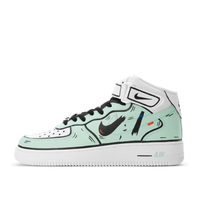 Custom Air Force 1 Mid Mint Green Broken Swoosh Black