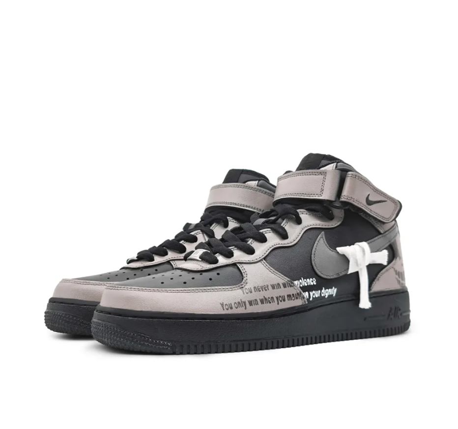 Custom Air Force 1 Mid Bandage Skeleton Black Mocha