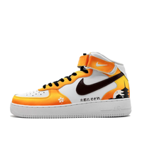 Custom Air Force 1 Mid Black Swoosh Orange White