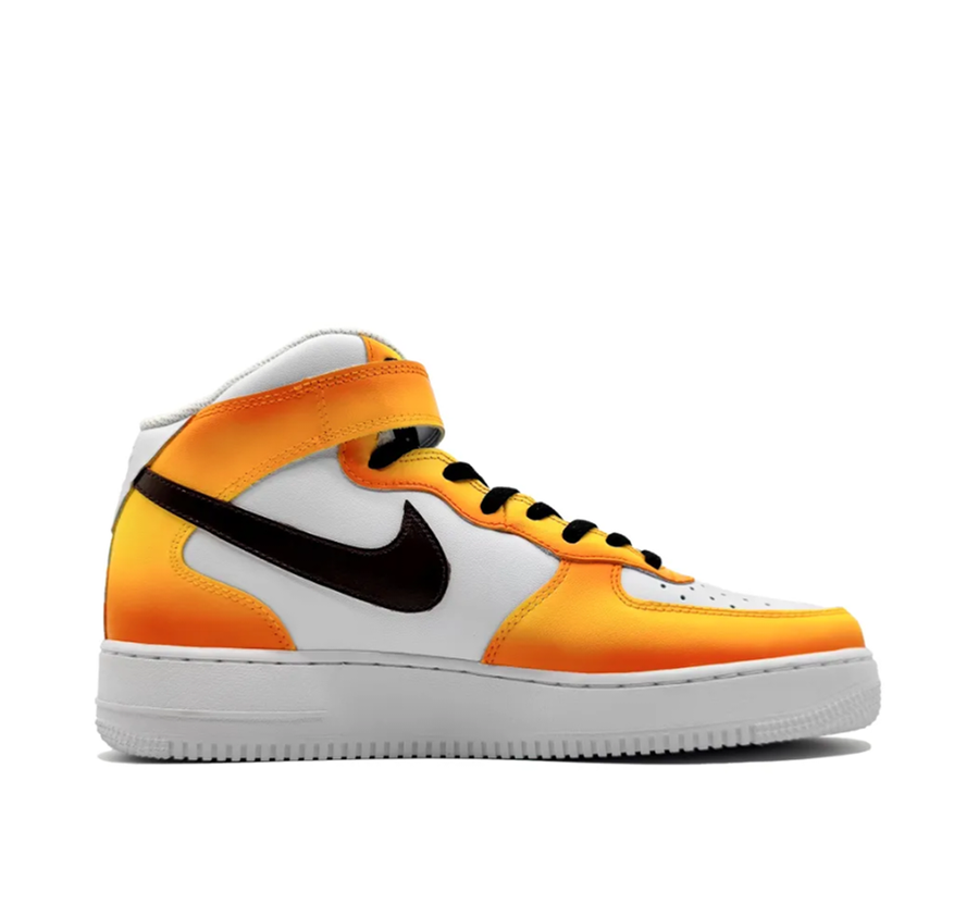 Custom Air Force 1 Mid Black Swoosh Orange White