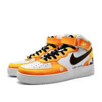 Custom Air Force 1 Mid Black Swoosh Orange White