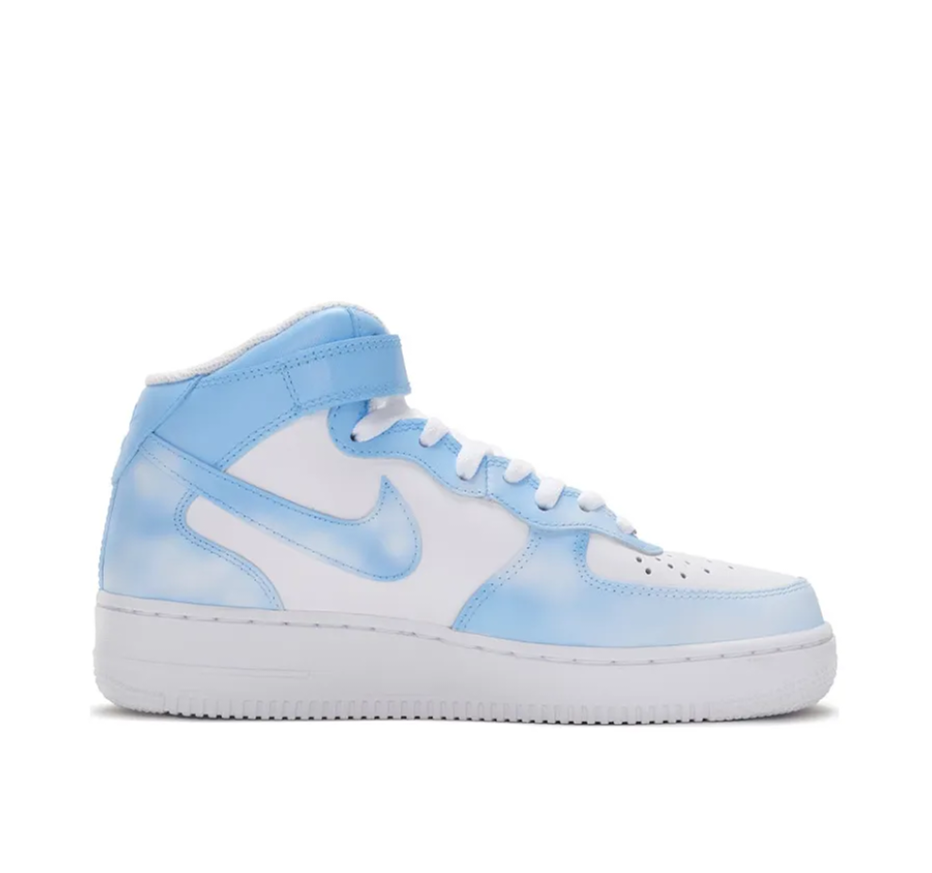 Custom Air Force 1 Mid Light Blue Blooming White