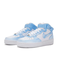 Custom Air Force 1 Mid Light Blue Blooming White