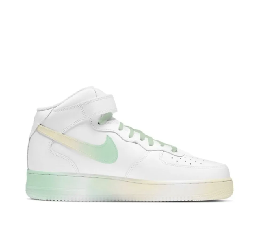 Custom Air Force 1 Mid Mint Green Light Yellow White