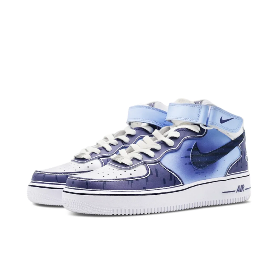 Custom Air Force 1 Mid Dark Light Blue