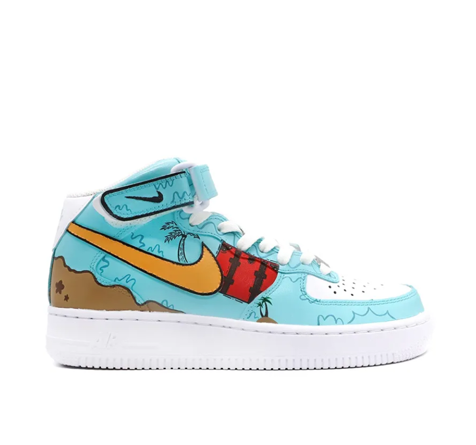 Custom Air Force 1 Mid Blue Sky Brown Beach Coconut