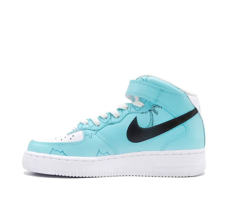 Custom Air Force 1 Mid Blue Sky Brown Beach Coconut