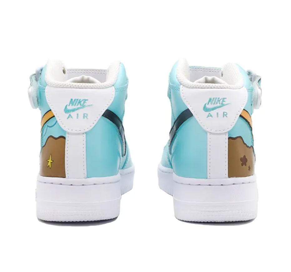 Custom Air Force 1 Mid Blue Sky Brown Beach Coconut