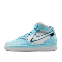 Custom Air Force 1 Mid Light Blue Deer Folwer White