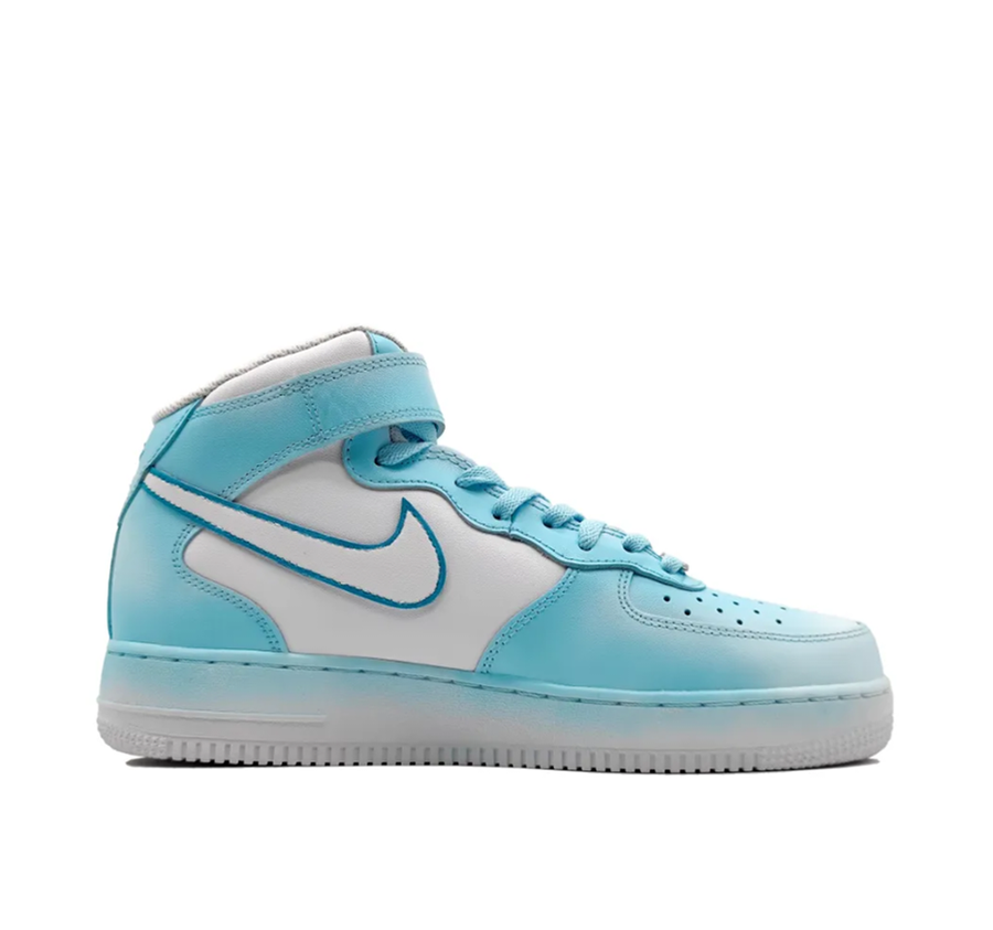 Custom Air Force 1 Mid Light Blue Deer Folwer White