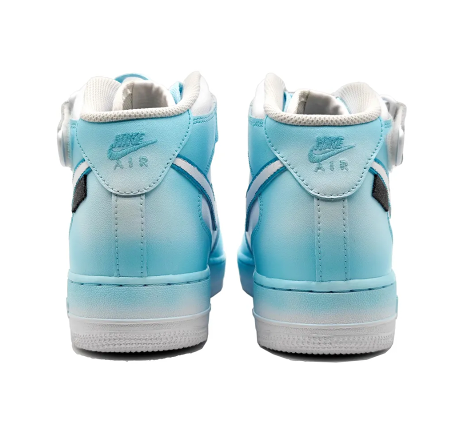 Custom Air Force 1 Mid Light Blue Deer Folwer White