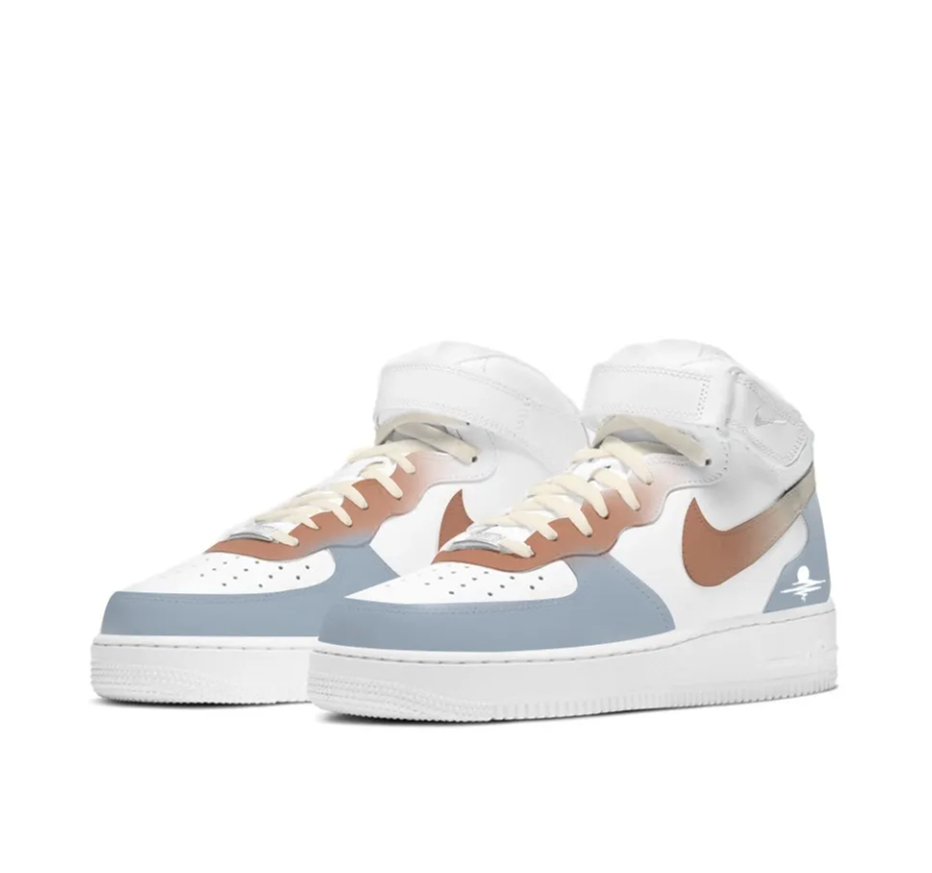 Custom Air Force 1 Mid Brown Gray White