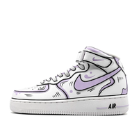 Custom Air Force 1 Mid Purple White Black Line