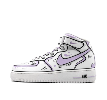 Custom Air Force 1 Mid Purple White Black Line