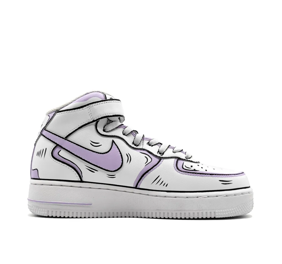 Custom Air Force 1 Mid Purple White Black Line